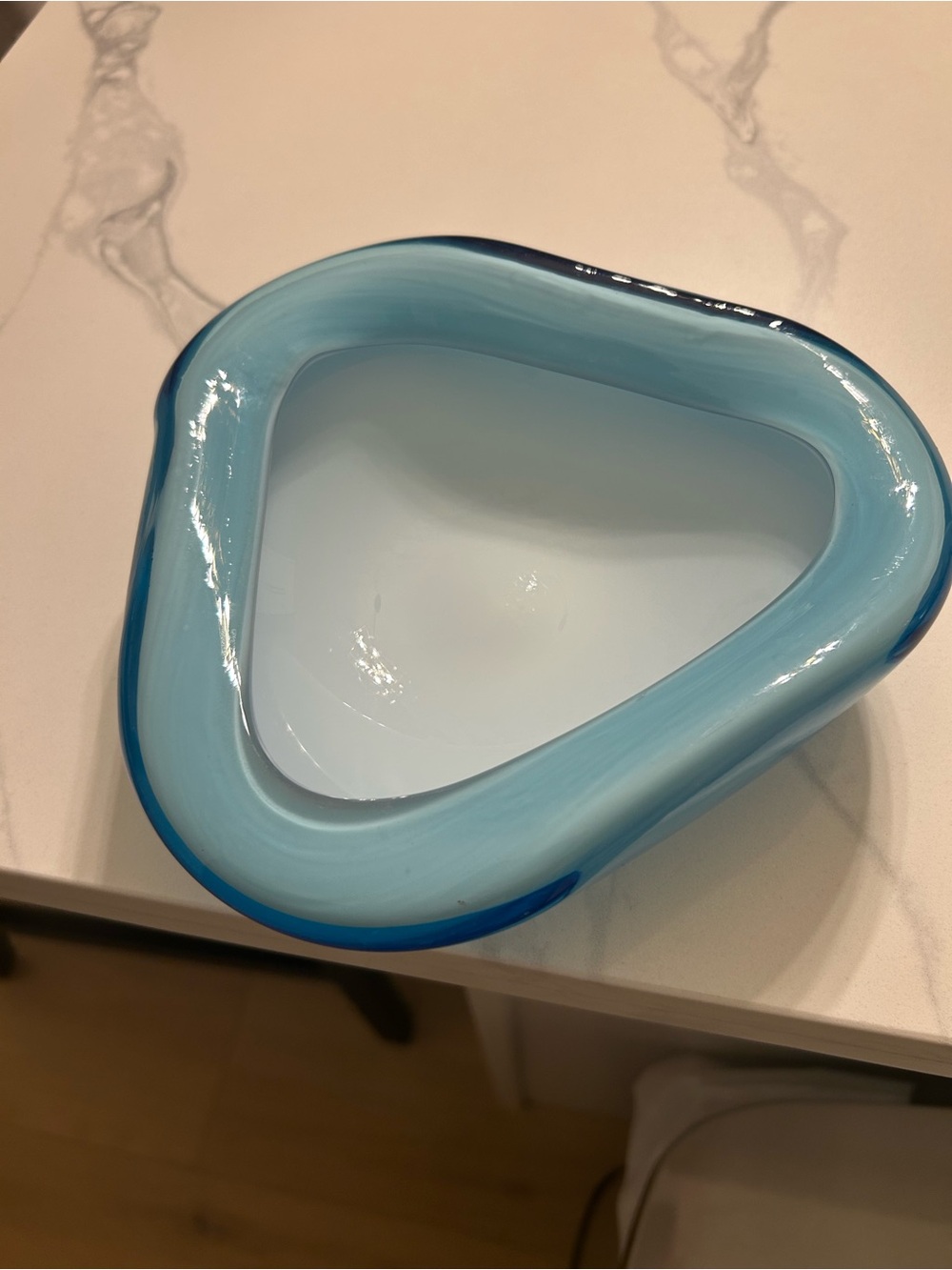 MCM MURANO ABSTRACT OPAL AQUA BLUE ALABASTRO ART BOWL. 8” X 8”